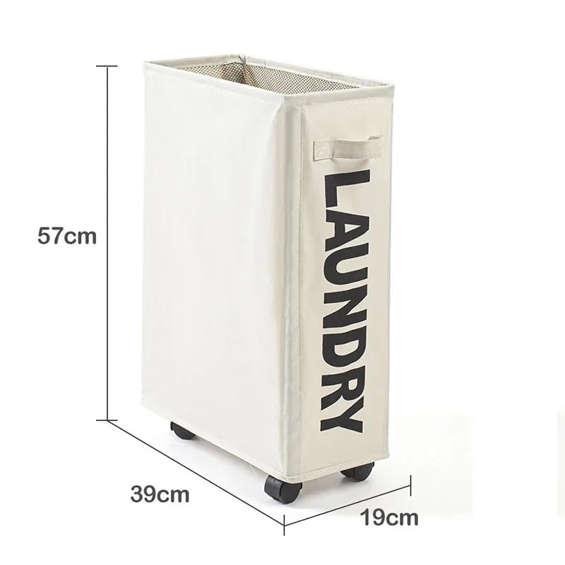 Panier à linge à roulettes pliable – multiusage avec poignées