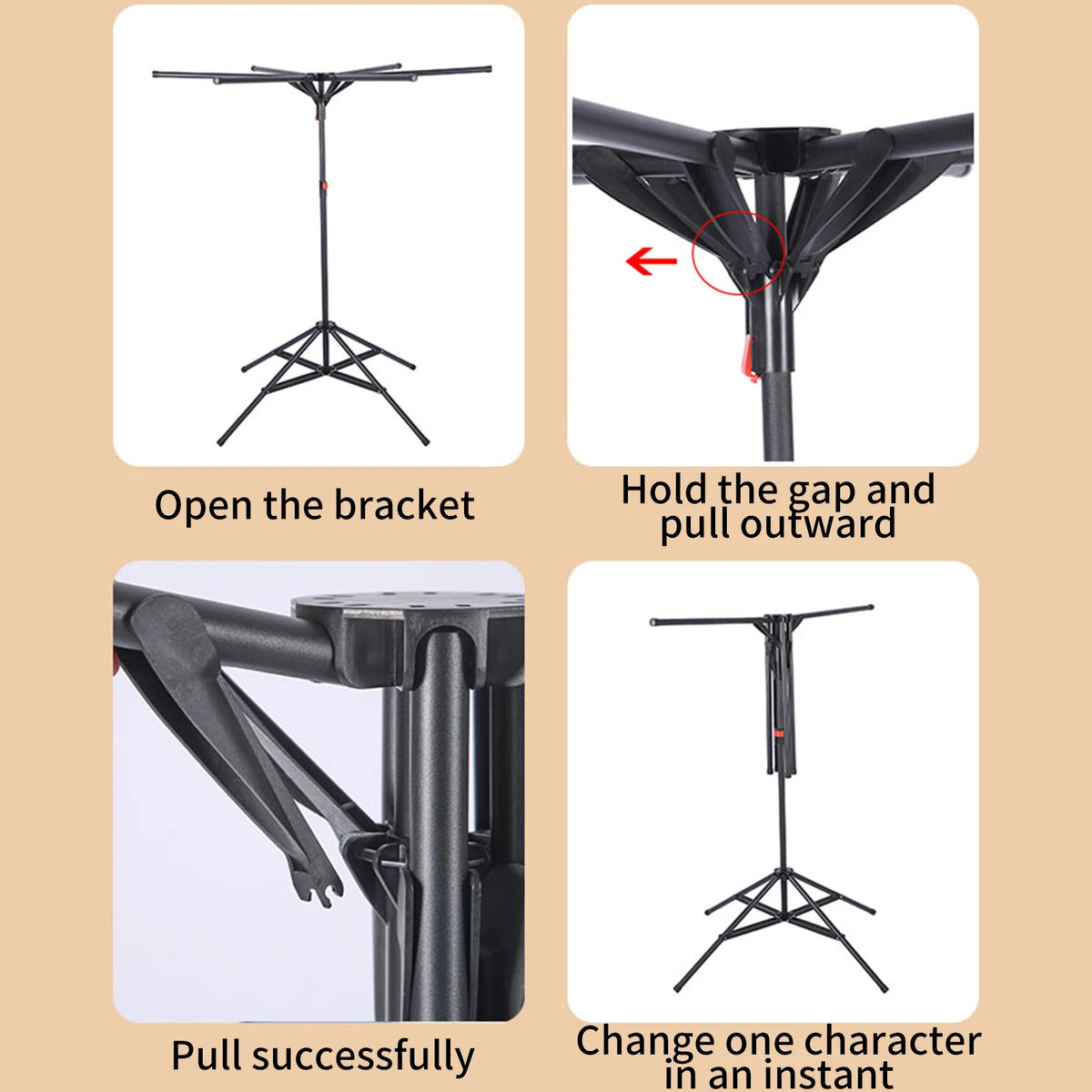 Séchoir parapluie pliable sur pied – acier noir 6 bras