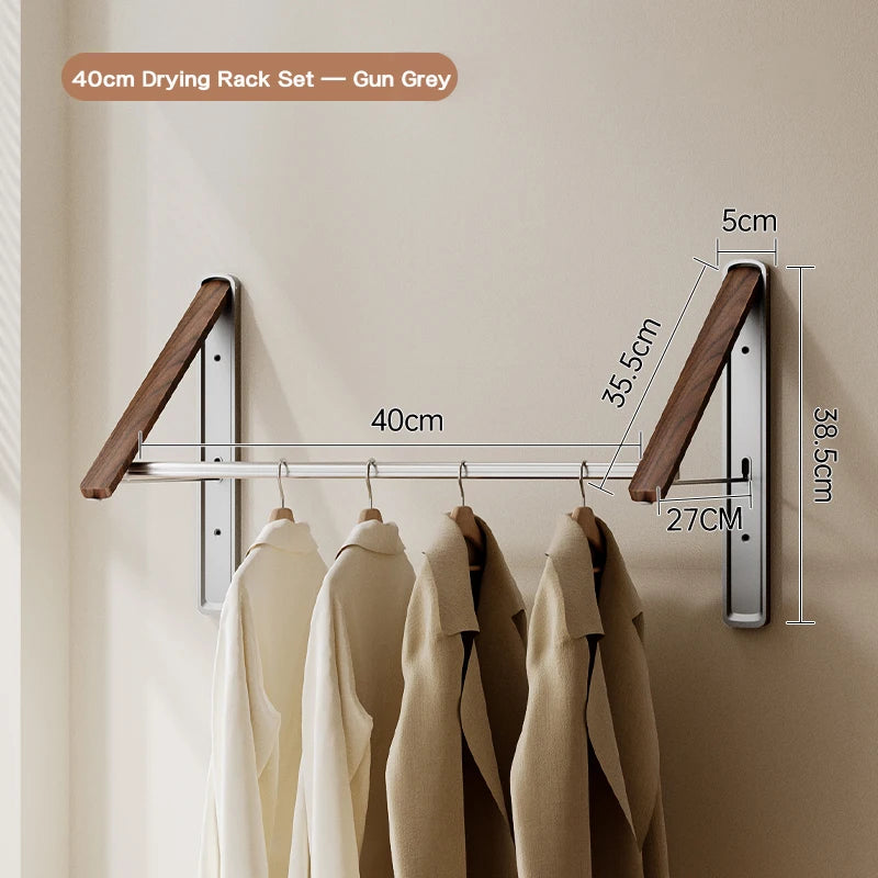 Étendoir mural pliable invisible – bois aluminium