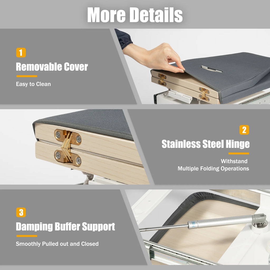 Foldable Ironing Board, Retractable Cabinet Mount, Push-Pull Sturdy Metal Frame  80x29.5cm / 31.5x11.6in (Gray)