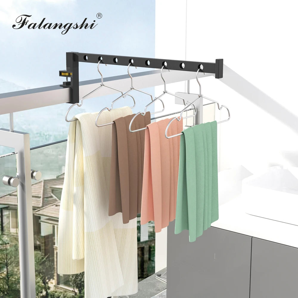Étendoir balcon barre aluminium pivotante 360° 8 trous noir