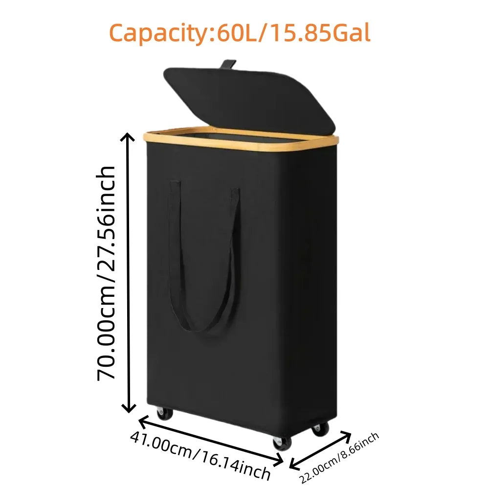 Panier à linge rectangulaire à roulettes – sac amovible 60 ou 100L