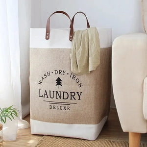 Panier à linge en coton naturel – pliable off-white style classique