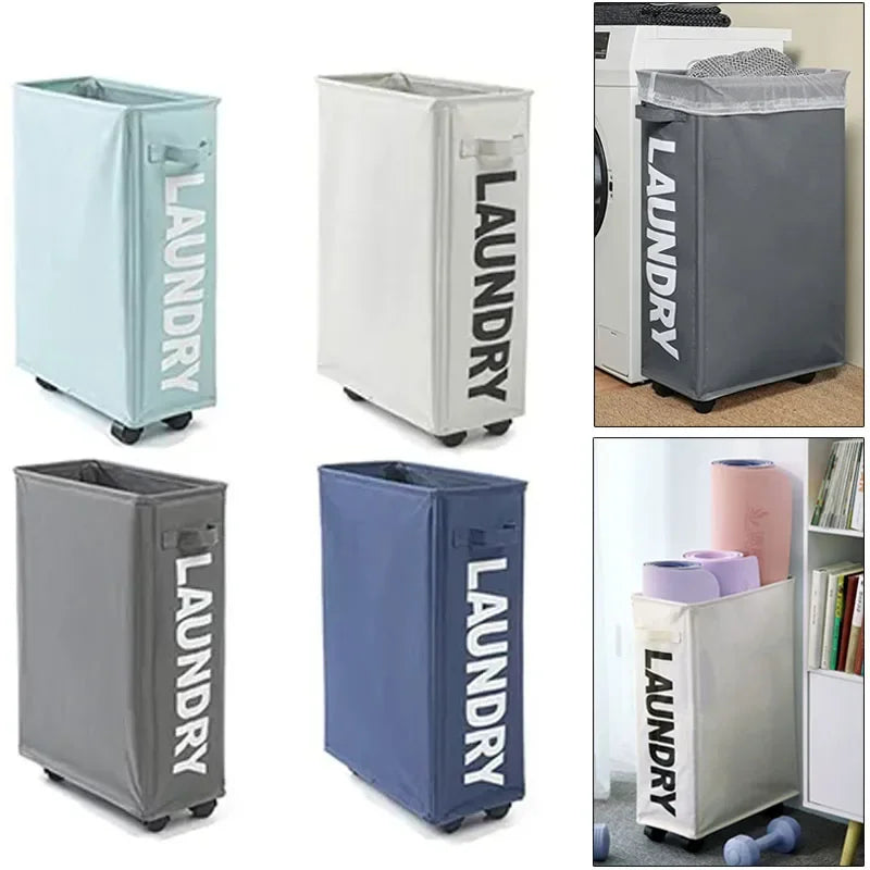 Panier à linge à roulettes pliable – multiusage avec poignées