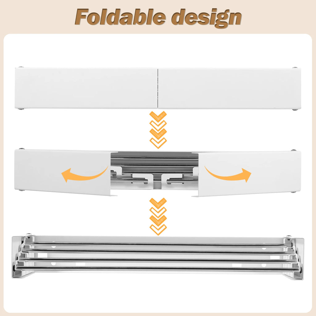 Étendoir mural rabattable 4 tiges – acier inoxydable