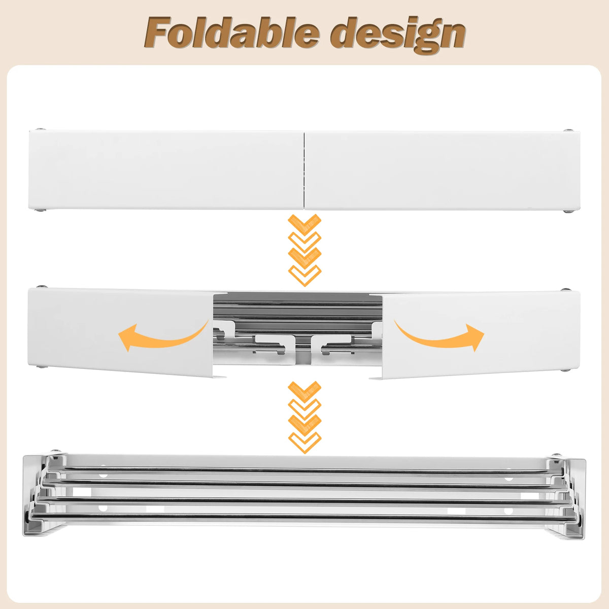 Étendoir mural rabattable 4 tiges – acier inoxydable