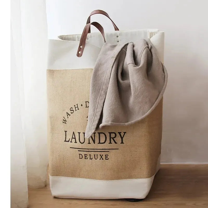 Panier à linge en coton naturel – pliable off-white style classique