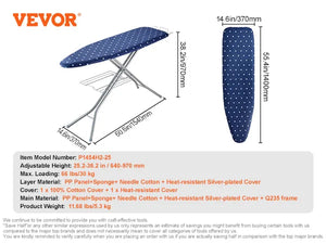 SucceBuy Full Size Ironing Boards 4/3 Layers Heat Resistant Height Adjustable Foldable Legs with Removable and Washable Cover