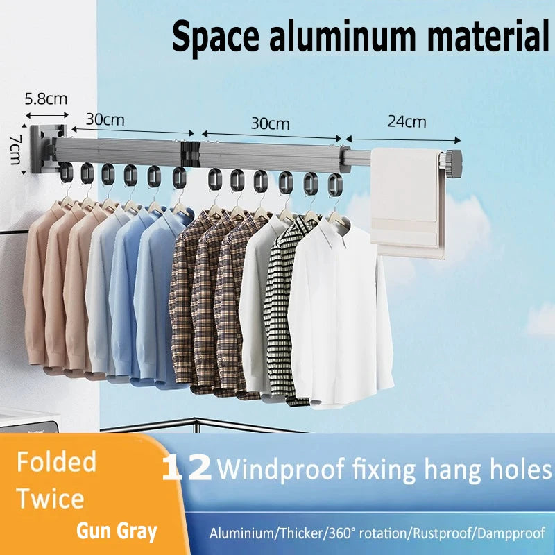 Étendoir à linge mural articulé – aluminium jusqu'à 3 segments
