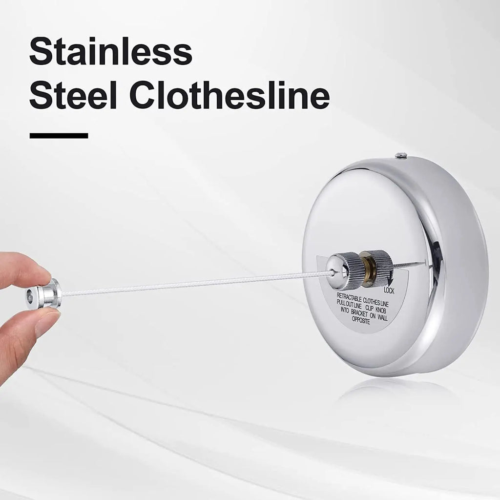 Corde à linge acier inoxydable – rétractable murale
