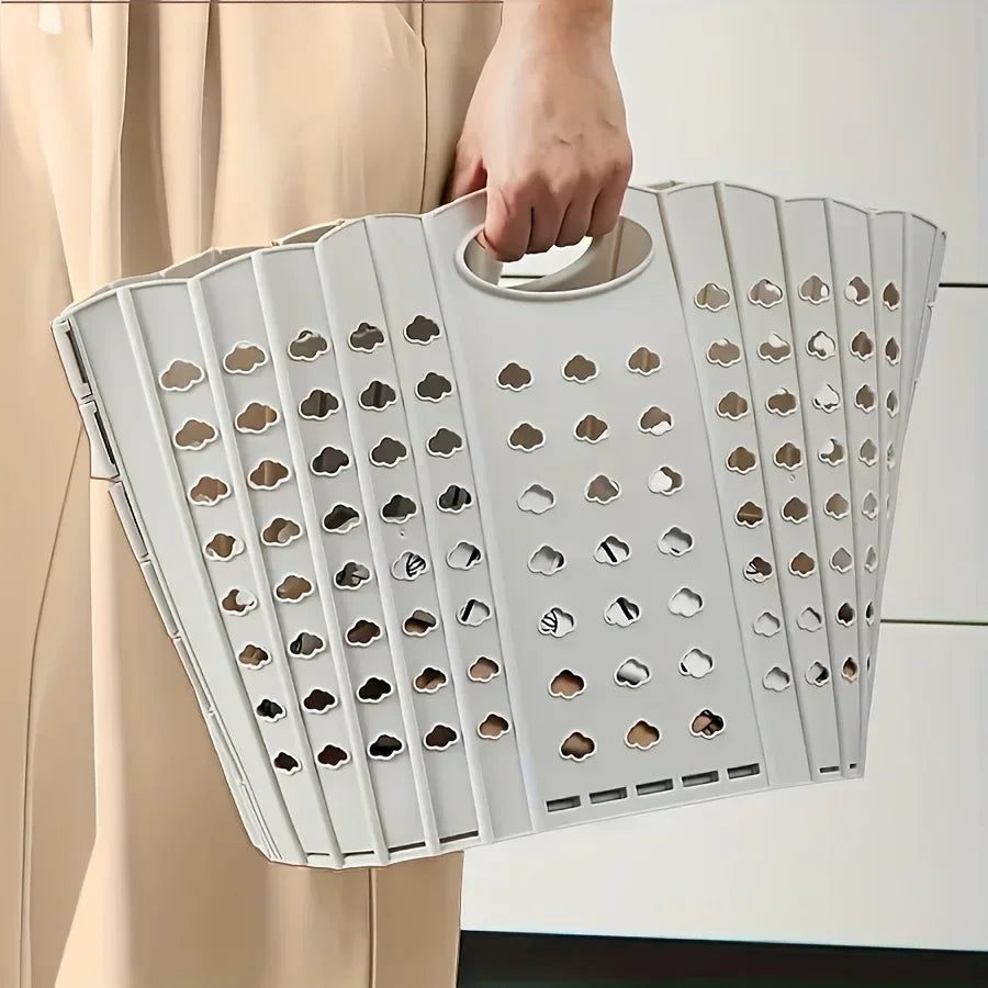 Panier à linge plastique portable pliable – avec poignée