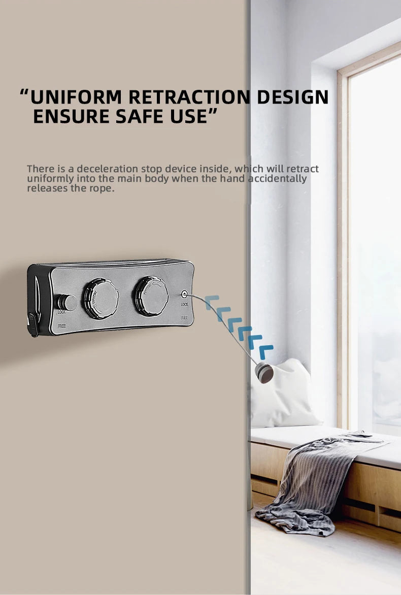 Corde à linge orientable murale – rétractable double fil