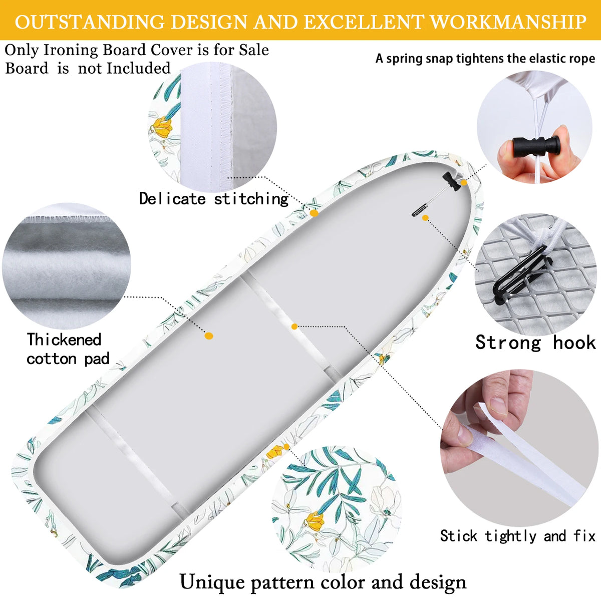 120x40,130x50,140x50 Ironing Board Cover Full Size Scorch Padding Cover,Heavy-Duty Thick Polyester Fabric,Laundry Room Accessory