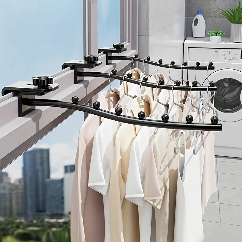 Étendoir balcon fer bras 7 emplacements accroche ajustable