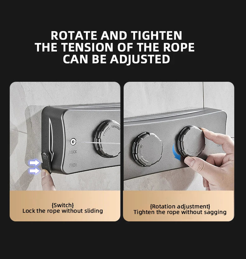 Corde à linge orientable murale – rétractable double fil