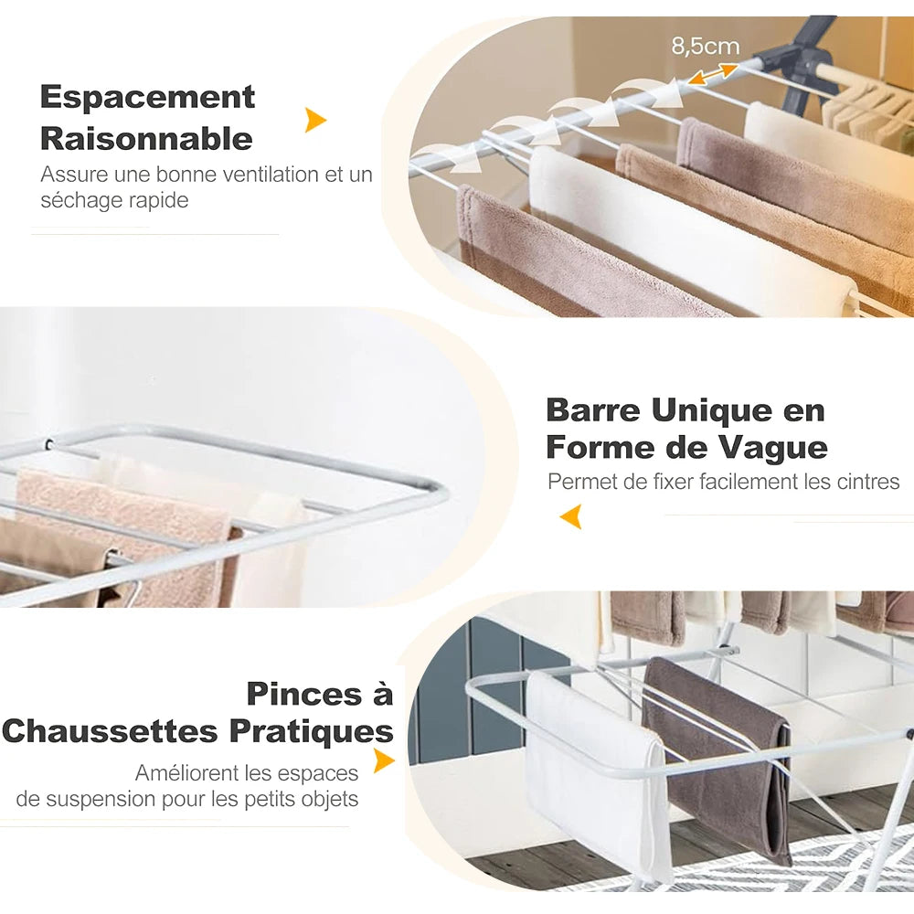 Étendoir à linge pliable – 31 rails ailes 180°