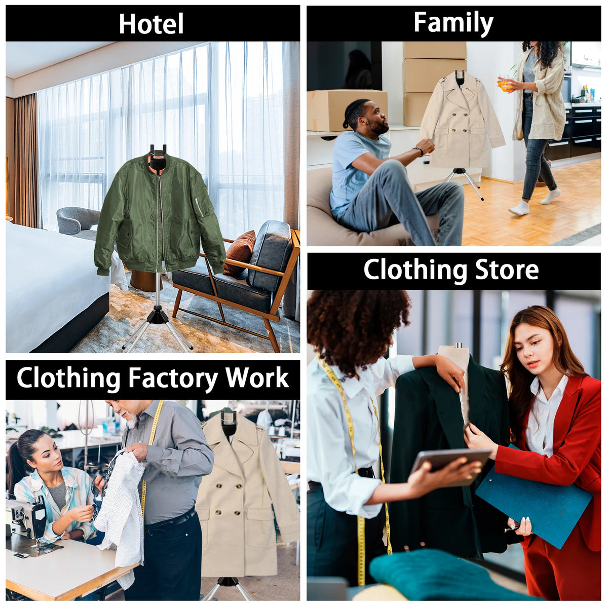 Steamer Stand with Hand-held Ironing Board 84-160cm Portable High Adjustable Handheld Garment Steamer Rack Foldable Home Hanger