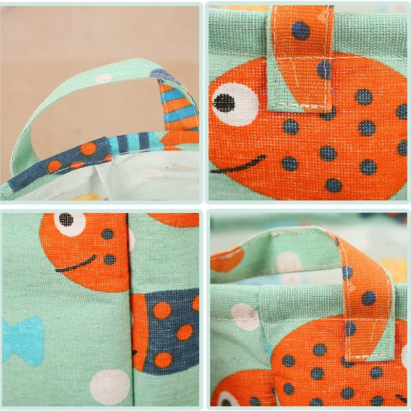 Panier à linge coton et lin – motifs enfants et déco 5 designs 35x45cm