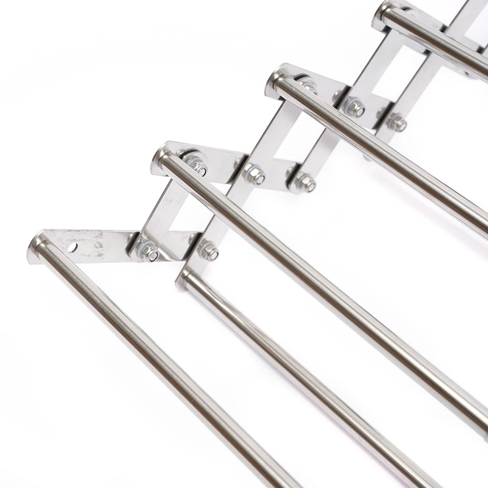 Étendoir mural extensible 7 rails – acier inoxydable 42-80 cm