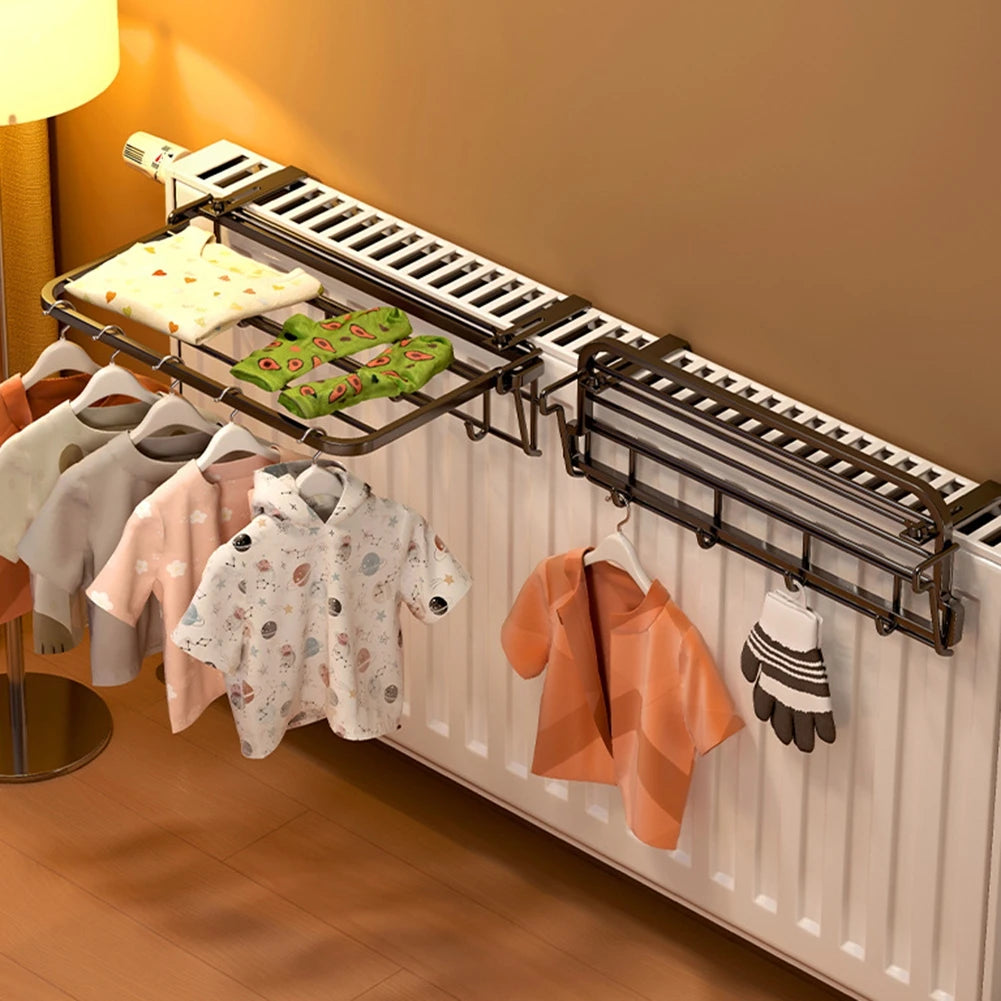 Étendoir radiateur porte-serviettes 35 cm – étagère et crochets