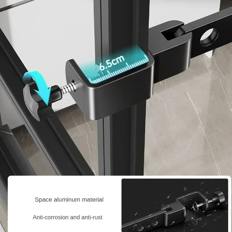 Étendoir balcon barre pliable 90° acier 8 trous cadre fenêtre