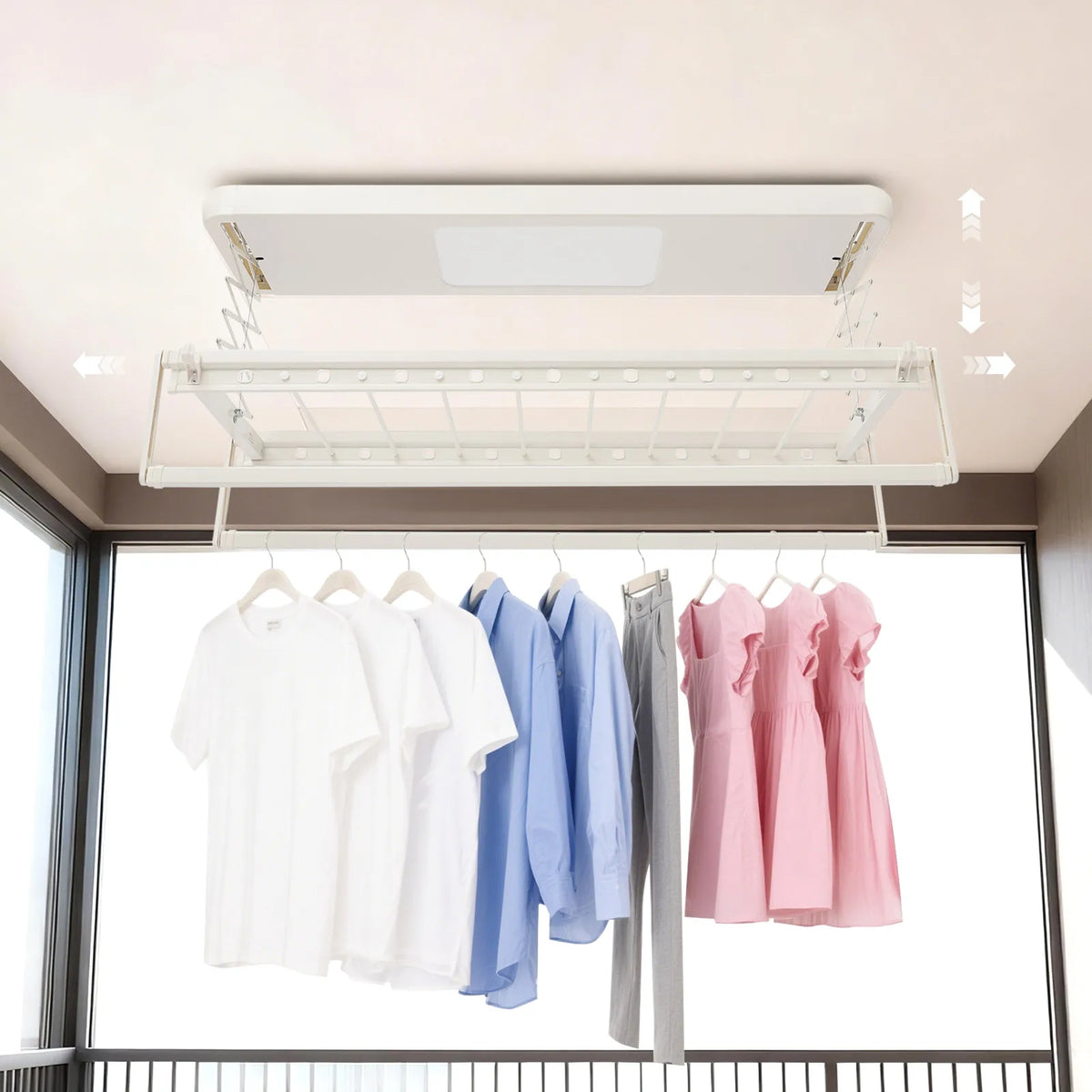 Étendoir plafond motorisé LED – descente télécommandé