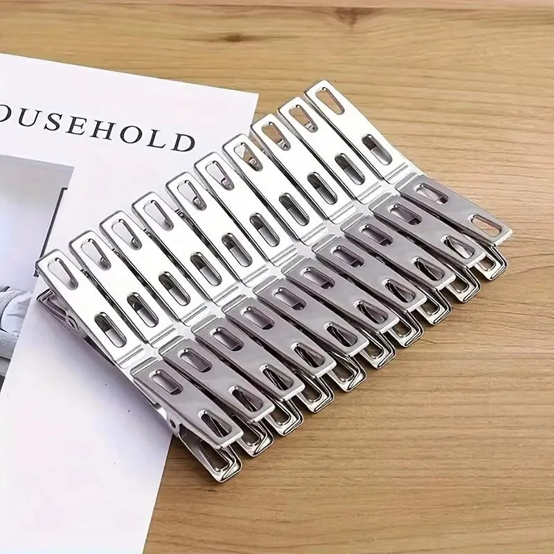 Pinces à linge inox plates — lot de 20