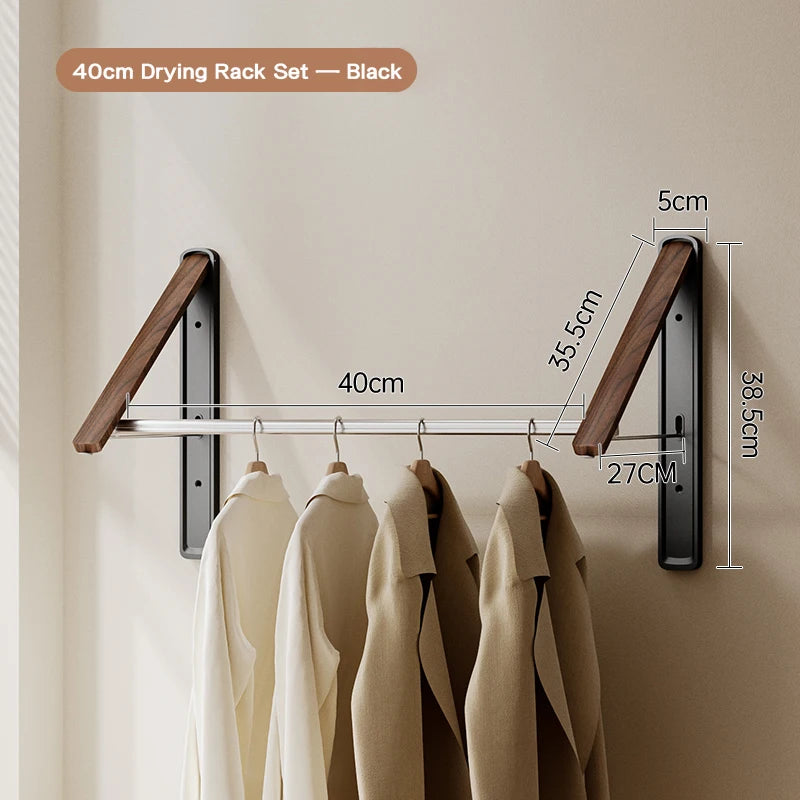 Étendoir mural pliable invisible – bois aluminium