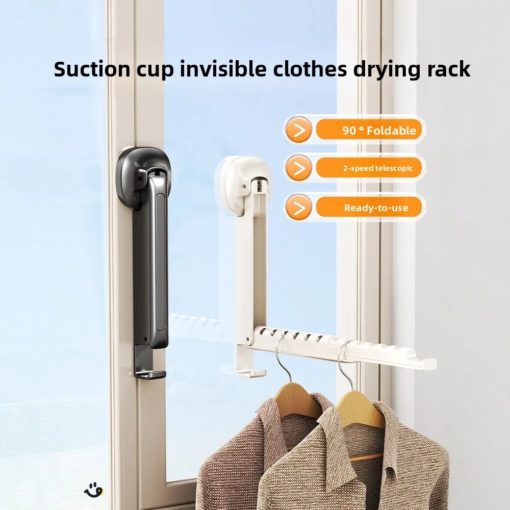 Étendoir à linge mural ventouse pliable - télescopique