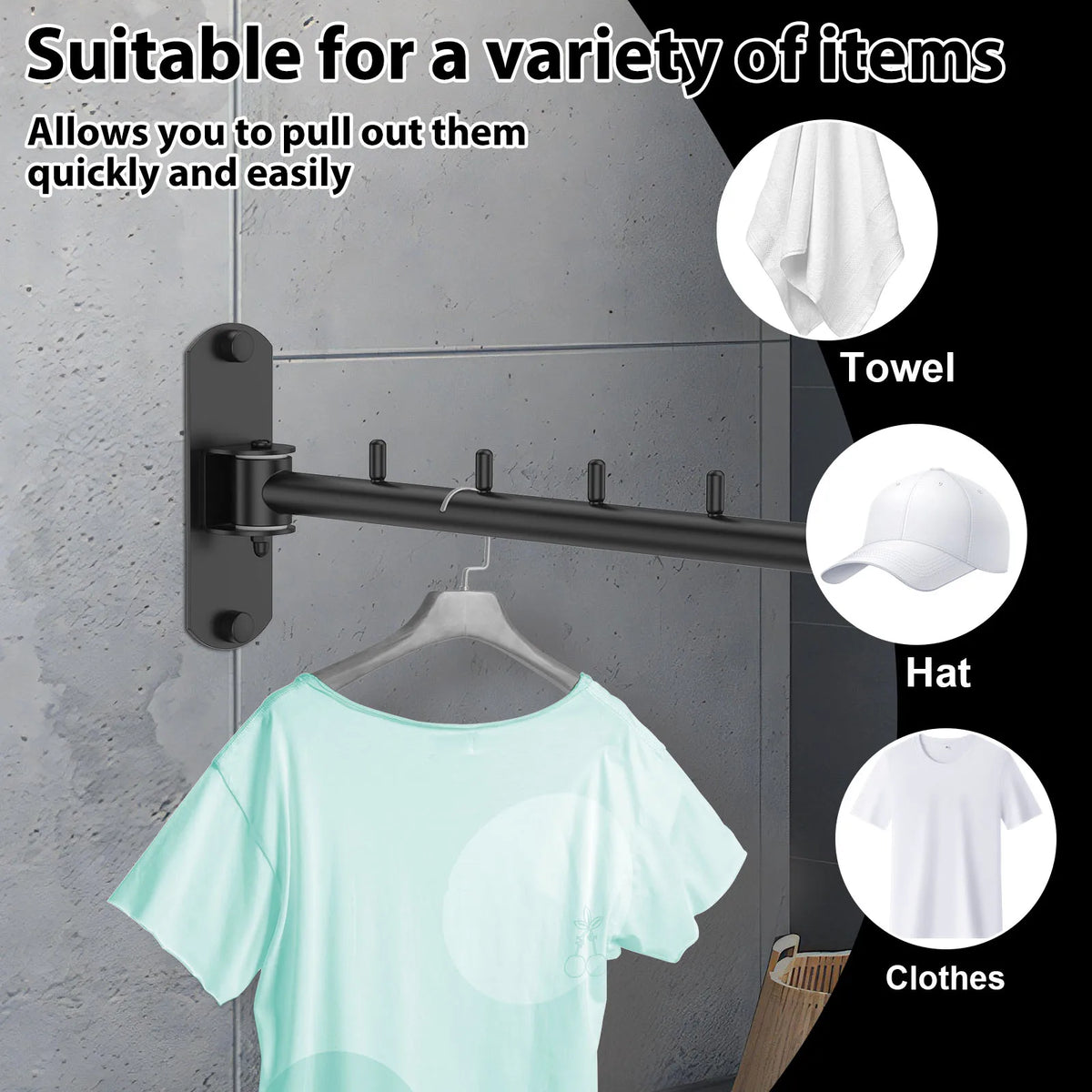 Étendoir mural rotatif pliable – acier inoxydable gain de place