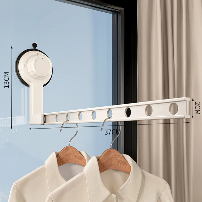 Étendoir mural à ventouse pliable – aluminium compact