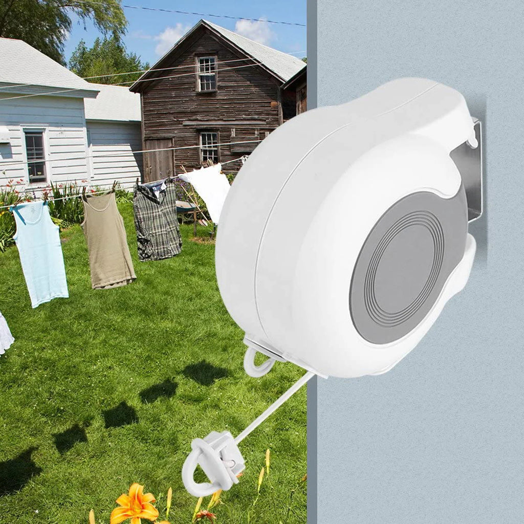 Corde à linge rétractable extérieur – enrouleur double fil
