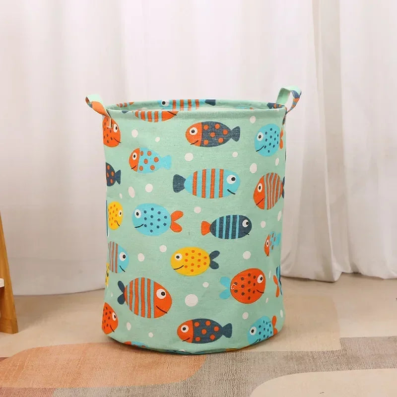 Panier à linge coton et lin – motifs enfants et déco 5 designs 35x45cm
