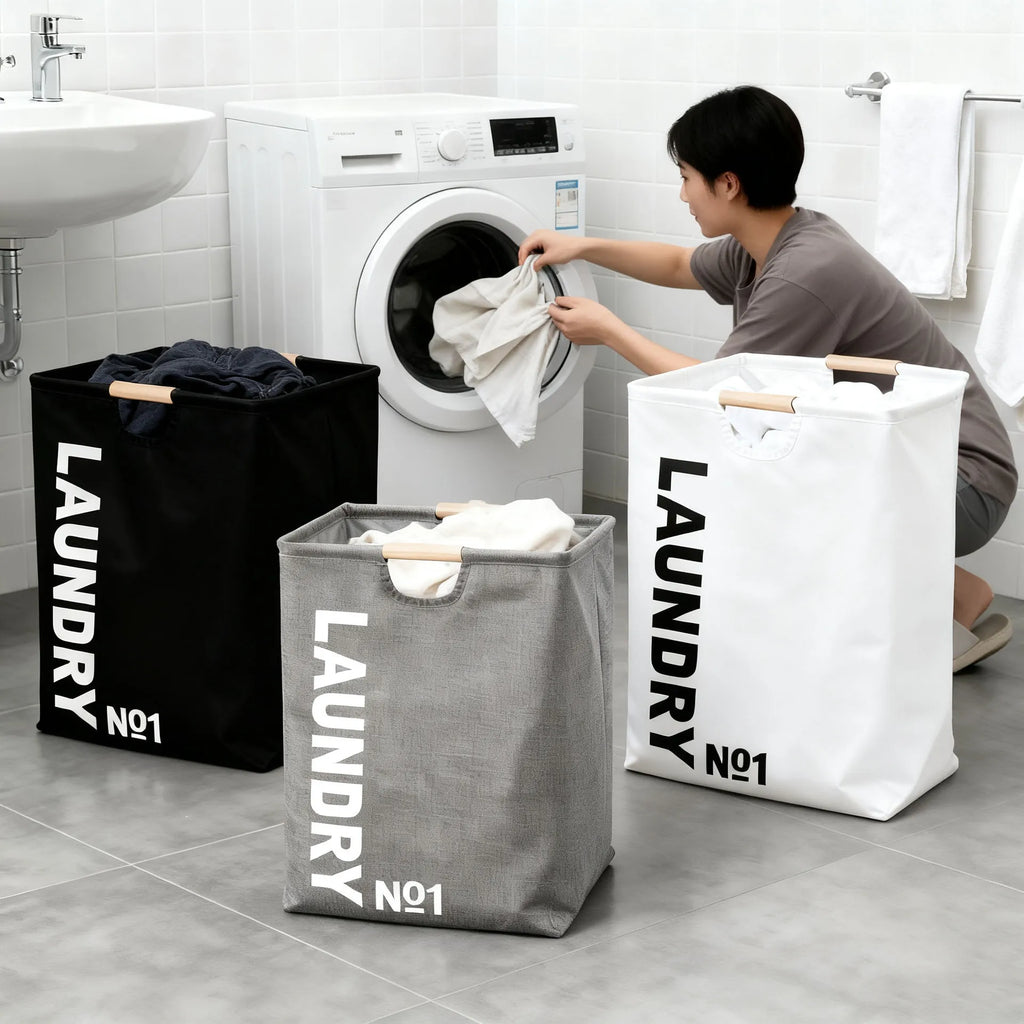 Panier à linge tissu imperméable – noir gris ou blanc 40x30x50cm