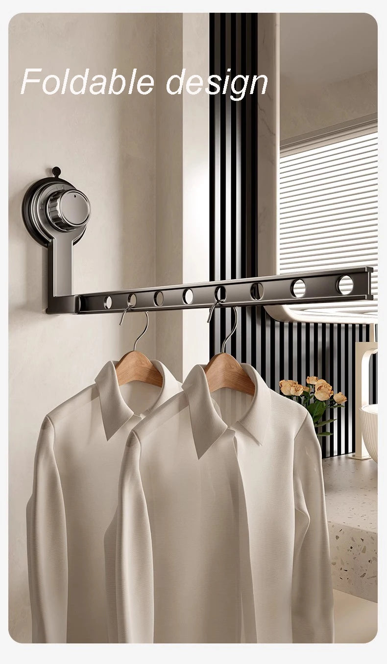 Étendoir mural à ventouse pliable – aluminium compact