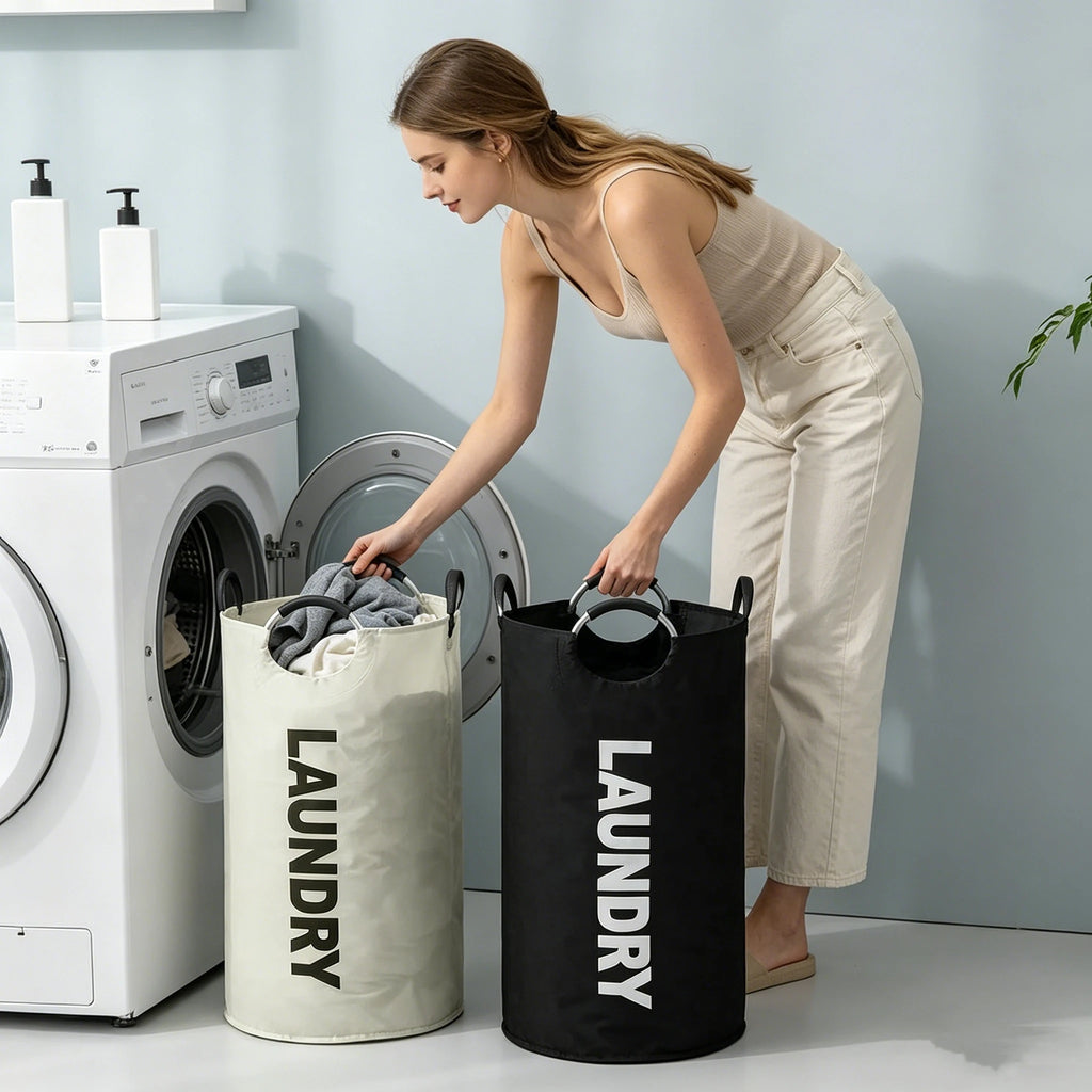 Panier à linge imperméable pliable – poignées rembourrées grandes anses