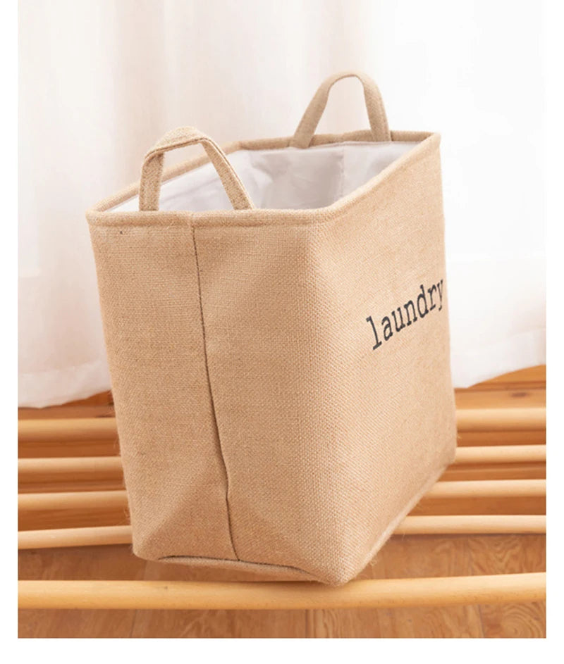 Panier à linge en jute naturel – pliable 4 coloris 38x35x25cm