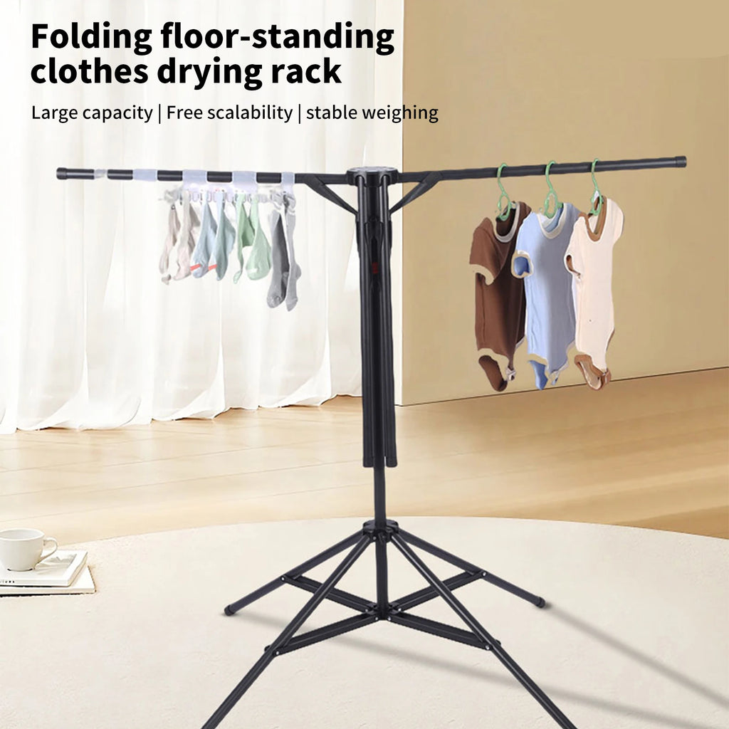 Séchoir parapluie pliable sur pied – acier noir 6 bras