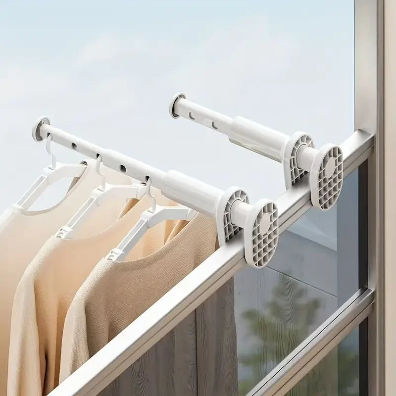 Étendoir balcon barre télescopique clipse ajustable 7 zones
