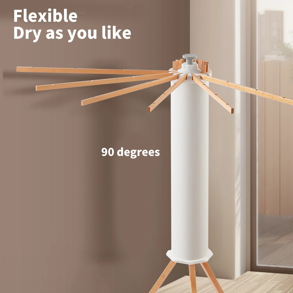 Séchoir parapluie rotatif 360° – trépied bois 16 bras