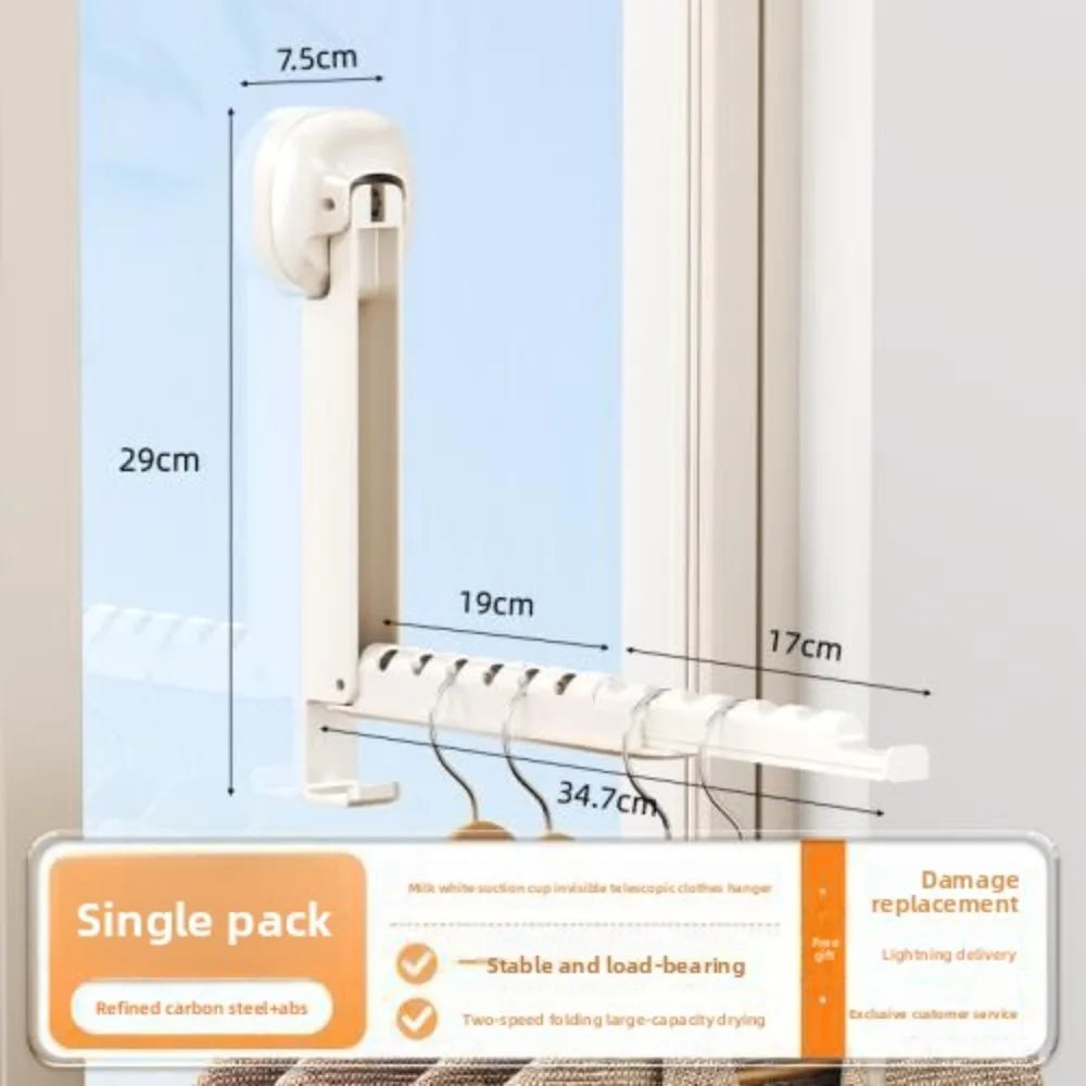 Étendoir à linge mural ventouse pliable - télescopique