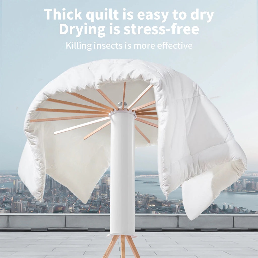 Séchoir parapluie rotatif 360° – trépied bois 16 bras