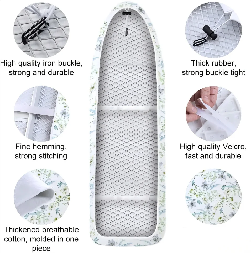 120x40 Ironing Board Cover, Heavy Duty Ironing Pad Covers With Hook And Loop Fastener Strap, Elastic Edges Easy Install