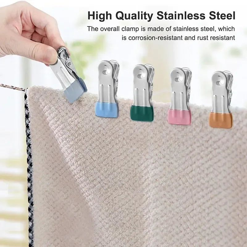 Pinces à linge inox à embouts plastique anti-marque — lot de 5 à 50