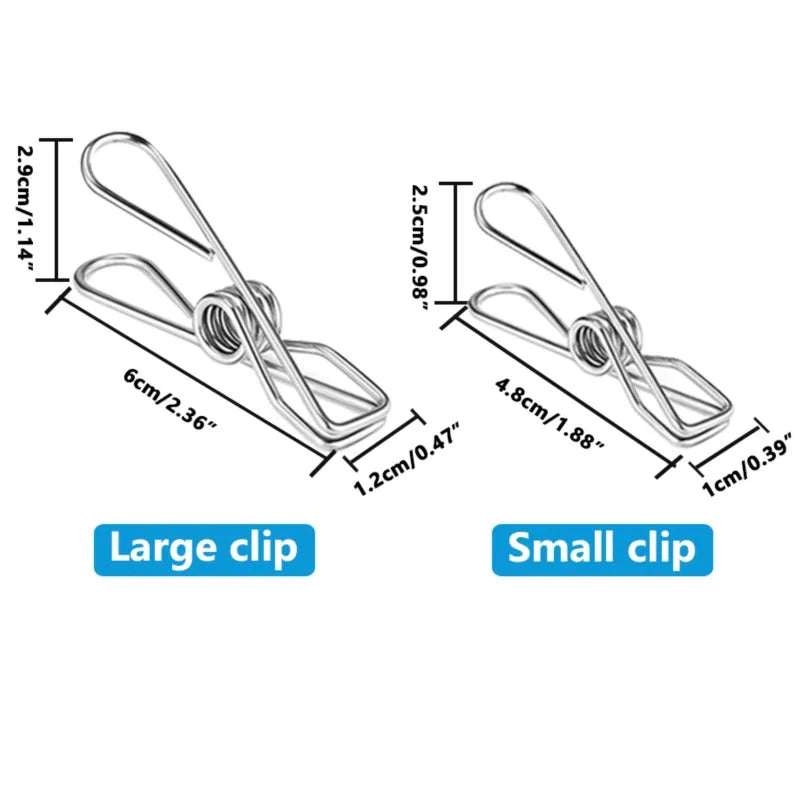 Pinces à linge inox 5 cm ou 6 cm — lot de 10, 20 ou 40