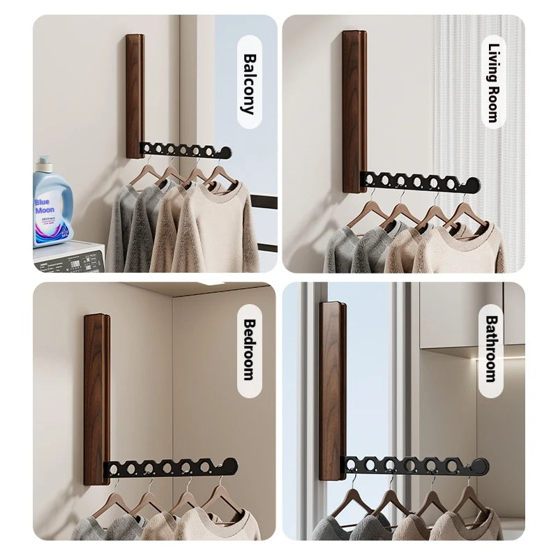 Étendoir mural en bois pliable – design rabattable invisible