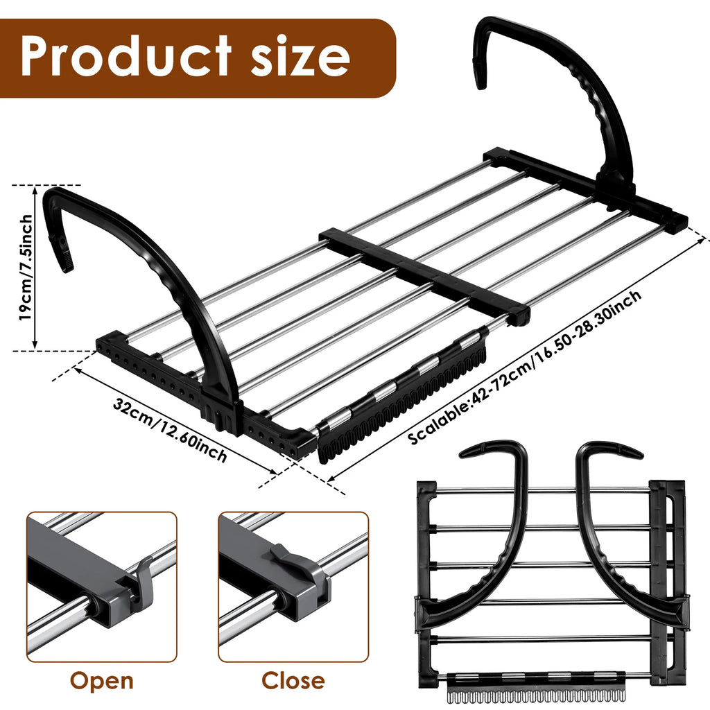 Étendoir radiateur extensible 42-72 cm noir