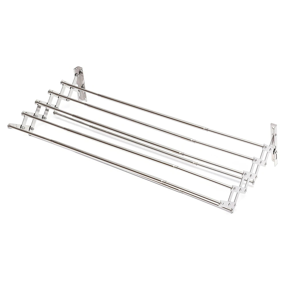Étendoir mural extensible 7 rails – acier inoxydable 42-80 cm