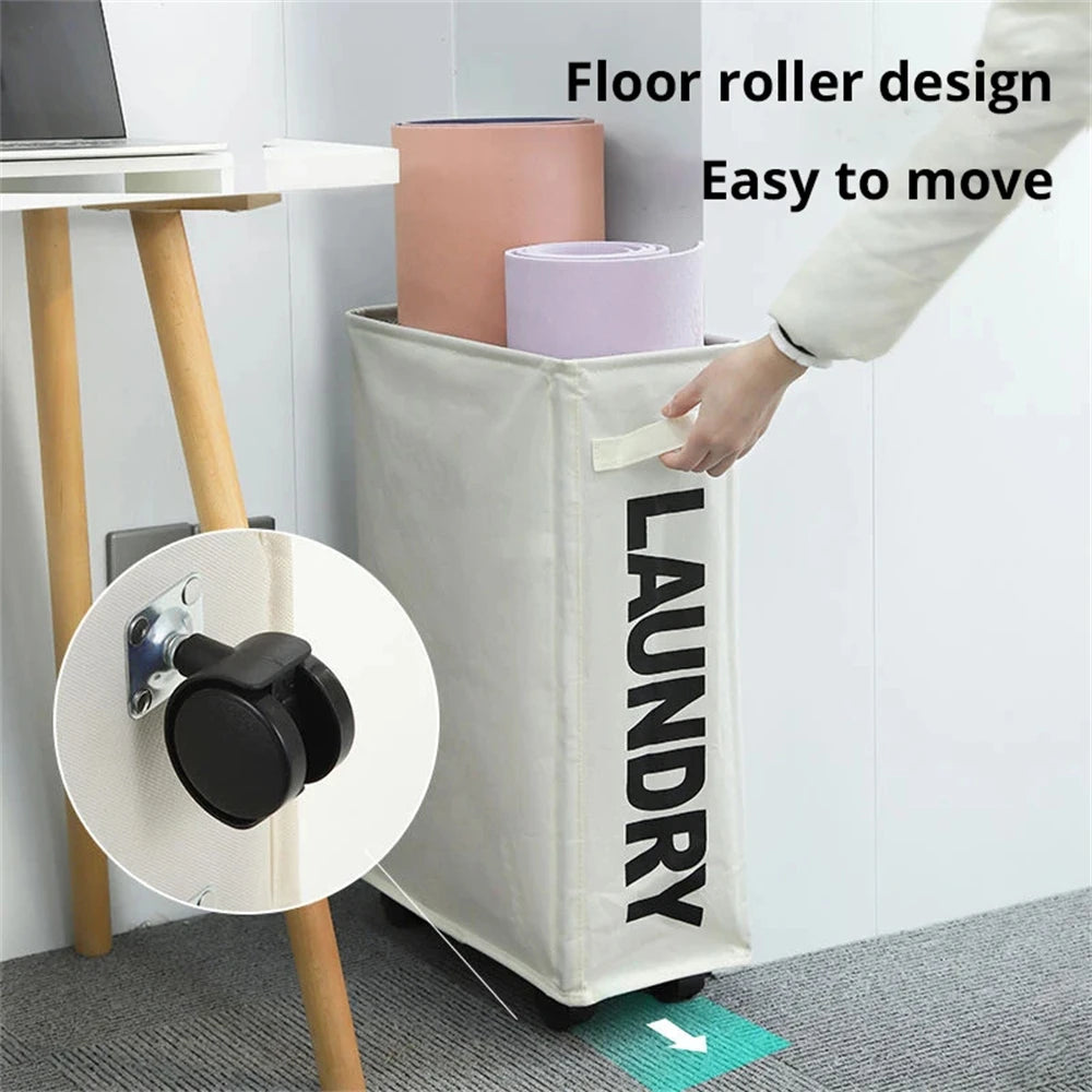 Panier à linge à roulettes pliable – multiusage avec poignées