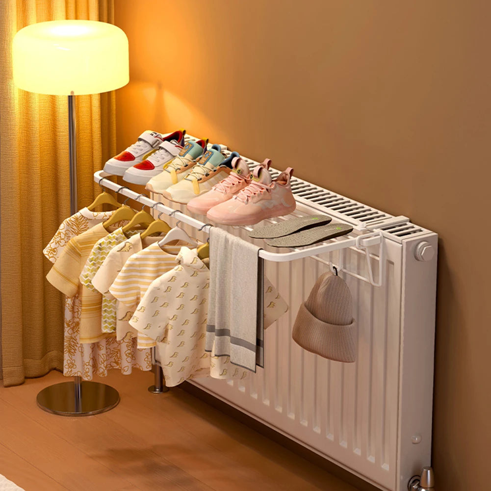 Étendoir radiateur porte-serviettes 35 cm – étagère et crochets